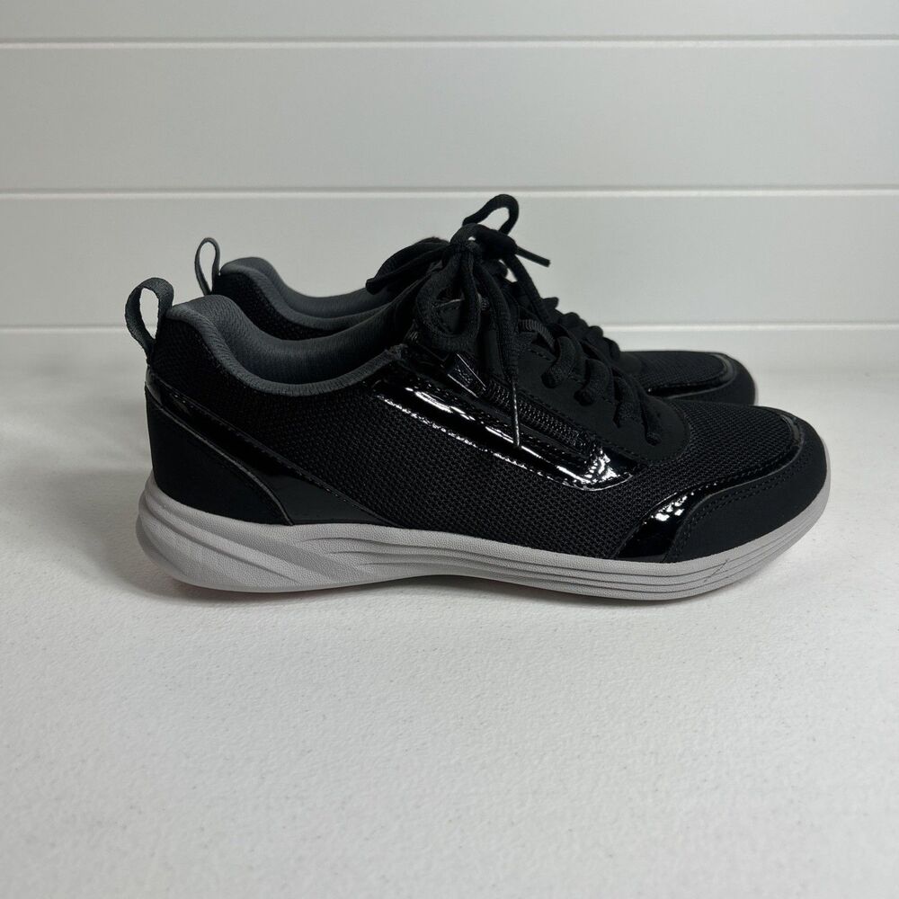 Vionic Women’s Shoes Size 6 Cassis Black Lace-up Sneakers Zip Orthotic Patent
